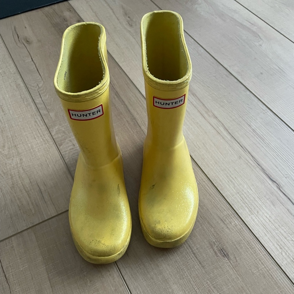 Glitter Yellow Hunter Kid Boots-Size 12